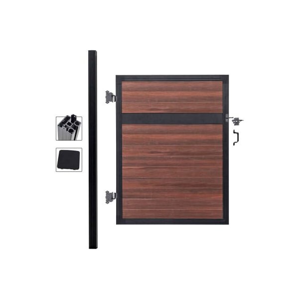 Jewett Cameron Companies Estate 4'W x 6'H Black Rose Aluminum/Composite Adjustable Single Fence Gate Kit - IN GROUND ONLY EF ET1226 - main